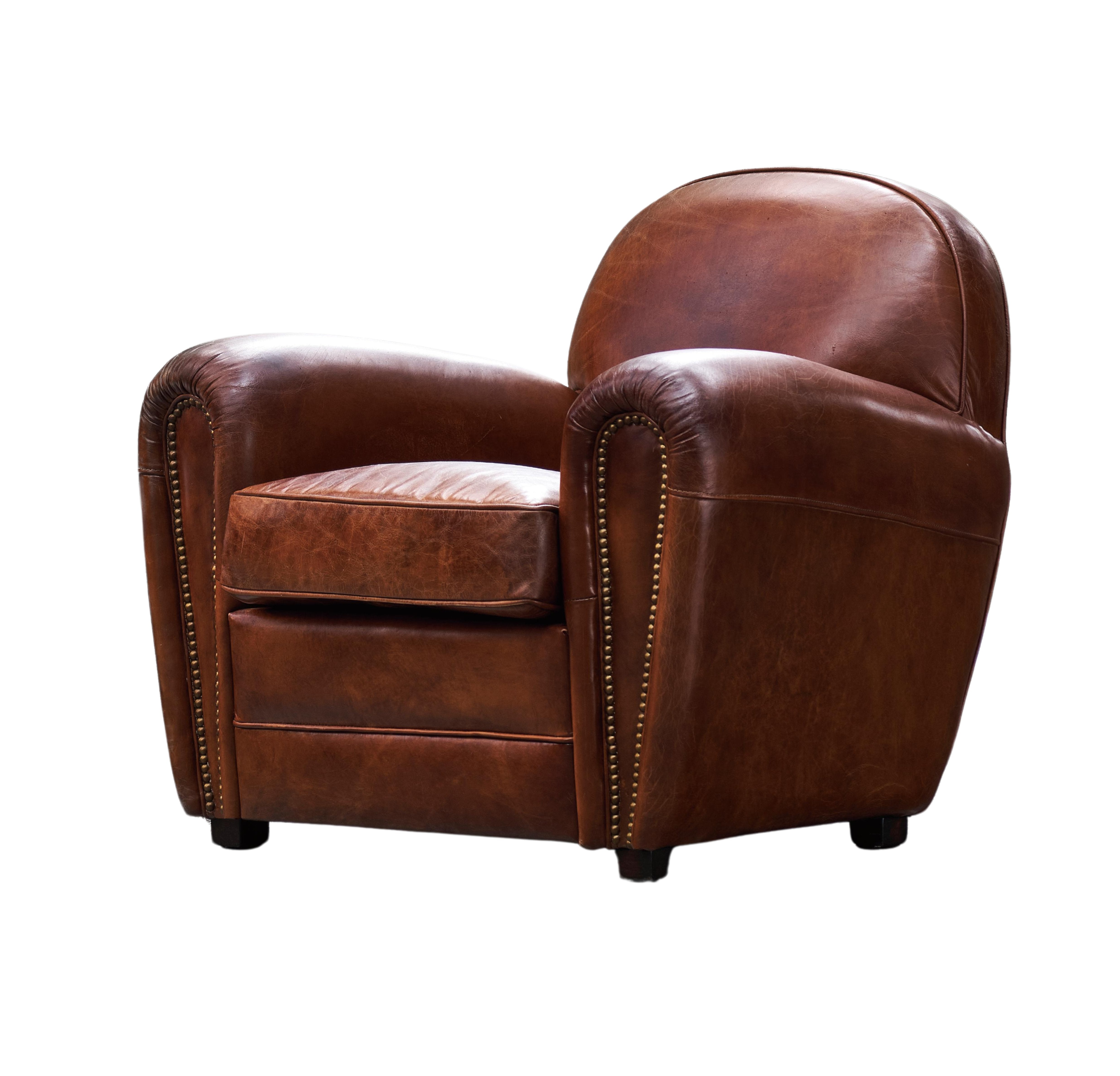 Vintage Leather Art Deco Armchair - TK917 - 1D - Uneeka